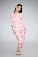 CANDY CANE GIRL HENLEY KNIT PJ SET