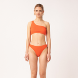 CRINKLE ONE SHOULDER BIKINI ORANGE