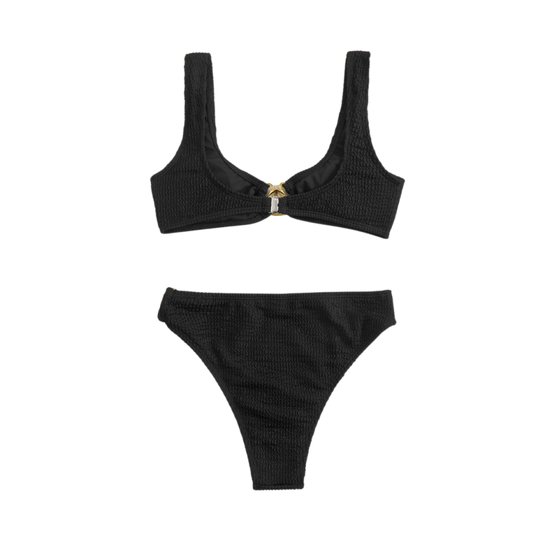 CRINKLE SHELL-KINI BLACK