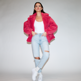 TEDDY CROPPED COAT ROSE