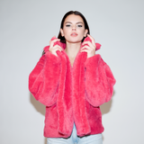 TEDDY CROPPED COAT ROSE