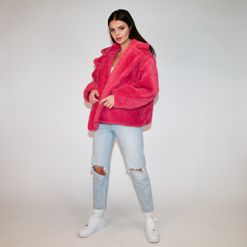 TEDDY CROPPED COAT ROSE